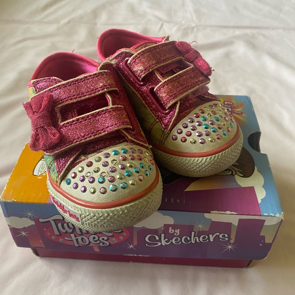 Skechers Twinkle Toes Kids Shoes - Pink and Gold